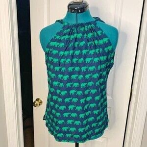 Escapada Elephant Novelty Halter Style Sleeveless Lightweight Summer Tank Top